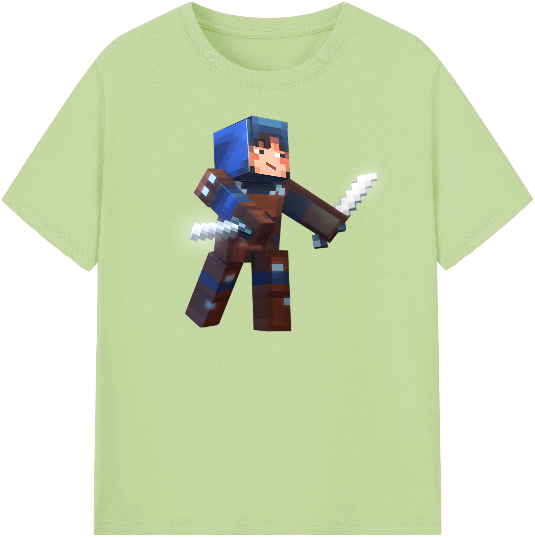 （画像用） マインクラフト ブロックの世界 Minecraft MC Block world 綿100％半袖Tシャツ（フロントプリント）